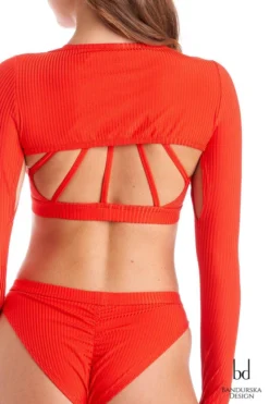 Bandurska Darcey Sleeves - Ribbed Red