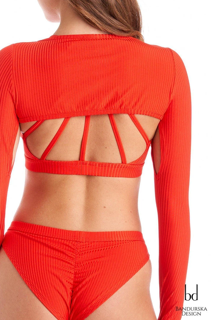 Bandurska Darcey Sleeves - Ribbed Red