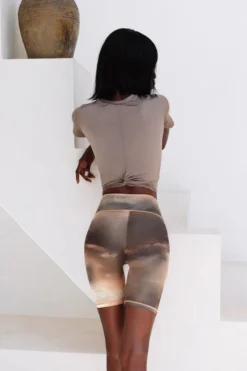 All Pole Wear Creatures Of XIX Heavenly Mesh Biker Shorts - Desert Skies