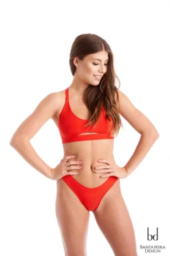 Bandurska Diane Bottoms- Ribbed Red All Pole Wear