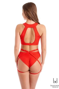 Bandurska New Moon Suspender Accessory - Ribbed Red Accessories