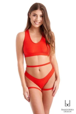 Bandurska New Moon Suspender Accessory - Ribbed Red Accessories