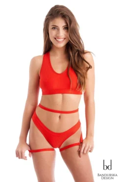 Bandurska New Moon Suspender Accessory - Ribbed Red Accessories