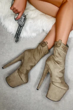 Hella Heels Ride 'em 8inch Boots - Dusky Shoes