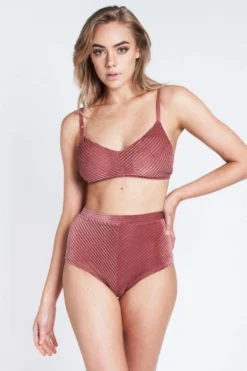 All Pole Wear Lunalae Lana Top - Dusty Rose Velvet