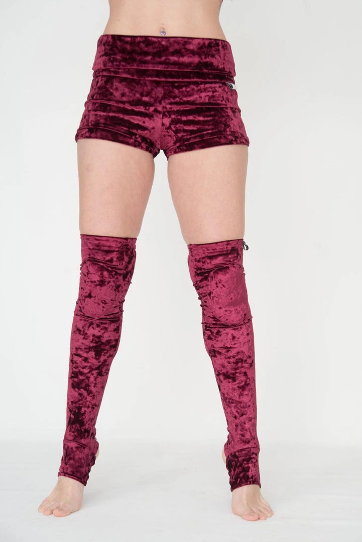 Paradise Chick Animal Leg Warmers (with Kneepads) - Burgundy Velvet Accessories