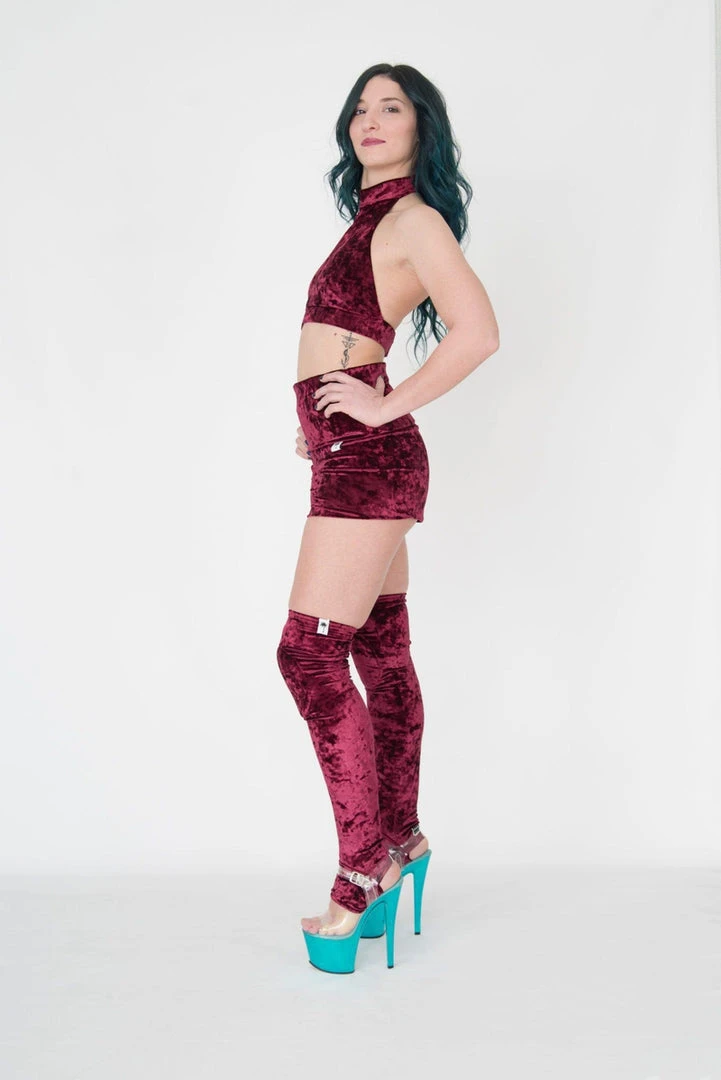 Paradise Chick Animal Leg Warmers (with Kneepads) - Burgundy Velvet Accessories