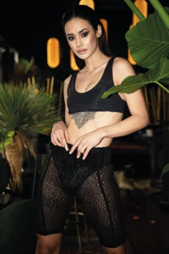 Paradise Chick Sirรจne Leopard Biker Shorts - Black Back In Stock