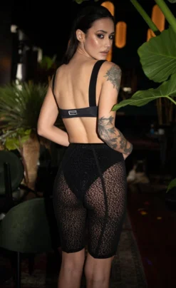 Paradise Chick Sirène Leopard Biker Shorts - Black Back In Stock