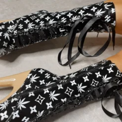 Hella Heels Branded 8inch Boots - Black/Sand Shoes