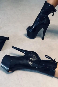 Shoes Hella Heels EmpireKicks Corset 7inch Boots - Black