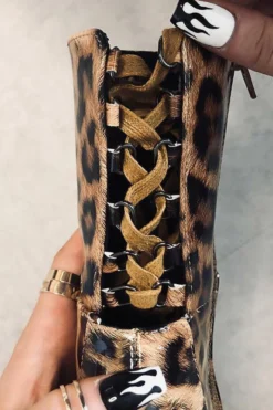 Hella Heels EmpireKicks Corset 8inch Boots - Leopard