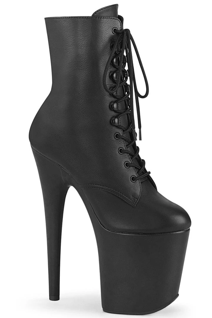 Pleaser USA Flamingo-1020LWR 8inch Real Leather Boots - Matte Black Shoes