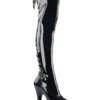 Pleaser USA Flamingo-3063 8inch Thigh High Pleaser Boots - Patent Black Shoes