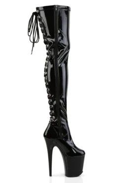 Pleaser USA Flamingo-3063 8inch Thigh High Pleaser Boots - Patent Black Shoes