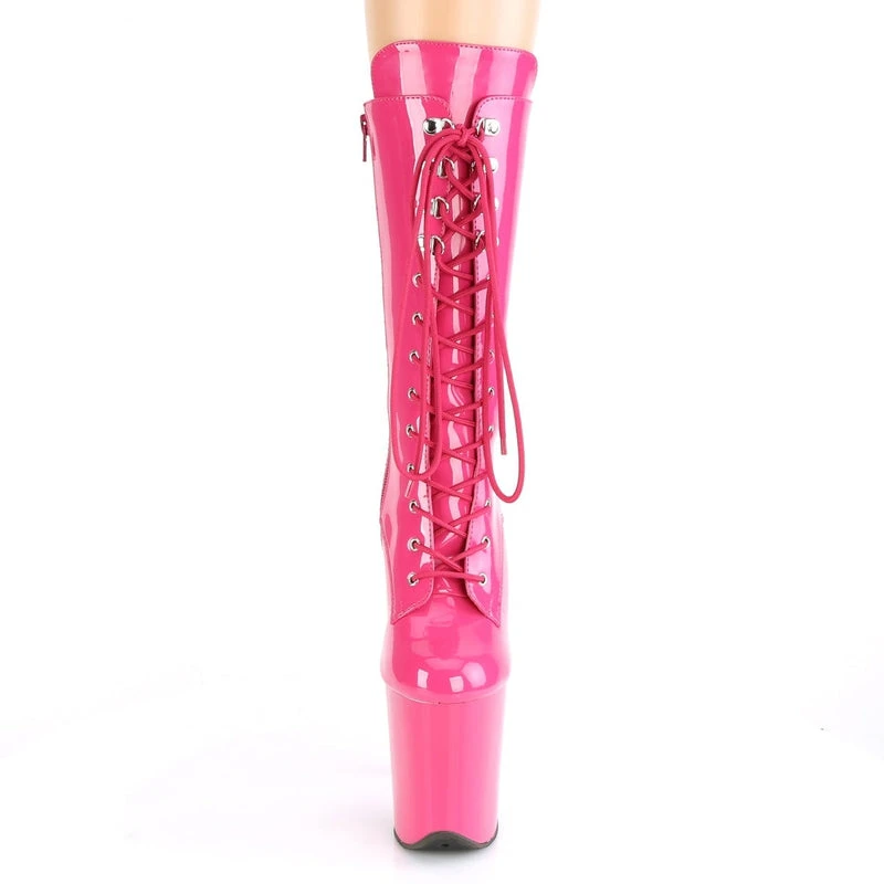 Shoes Pleaser USA Flamingo-1050 8inch Pleaser Boots - Patent Hot Pink