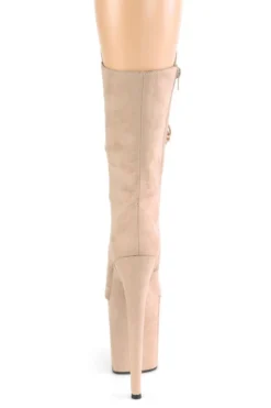 Pleaser USA Flamingo-1050FS Faux Suede 8inch Pleaser Boots - Beige