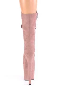 Pleaser USA Flamingo-1050FS Faux Suede 8inch Pleaser Boots - Dusty Blush Shoes