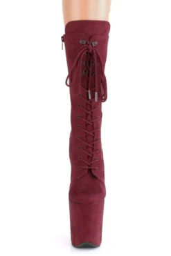 Pleaser USA Flamingo-1050FS Faux Suede 8inch Pleaser Boots - Burgundy Shoes