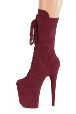 Pleaser USA Flamingo-1050FS Faux Suede 8inch Pleaser Boots - Burgundy Shoes