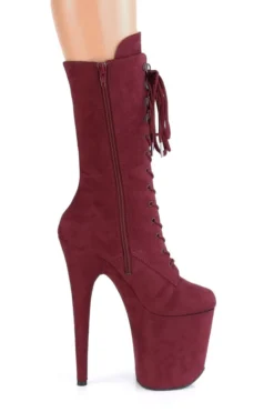 Pleaser USA Flamingo-1050FS Faux Suede 8inch Pleaser Boots - Burgundy Shoes