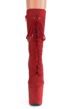 Pleaser USA Flamingo-1050FS Faux Suede 8inch Pleaser Boots - Red