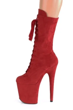 Pleaser USA Flamingo-1050FS Faux Suede 8inch Pleaser Boots - Red
