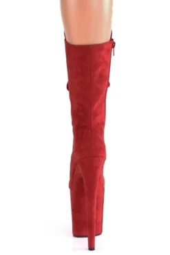 Pleaser USA Flamingo-1050FS Faux Suede 8inch Pleaser Boots - Red