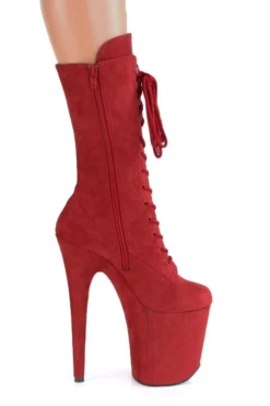 Pleaser USA Flamingo-1050FS Faux Suede 8inch Pleaser Boots - Red