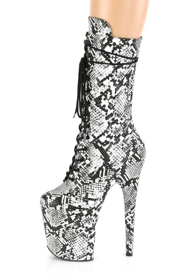 Pleaser USA Flamingo-1050SP 8inch Pleaser Boots - White Snake Shoes
