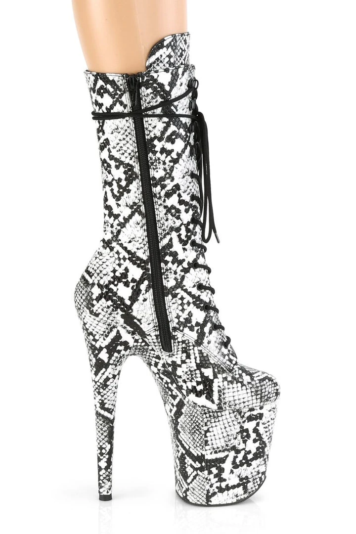 Pleaser USA Flamingo-1050SP 8inch Pleaser Boots - White Snake Shoes
