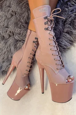 Hella Heels LipKit Open Toe 8inch Boots - Boujee Shoes