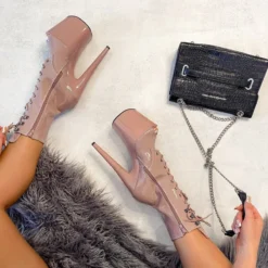 Hella Heels LipKit Open Toe 8inch Boots - Boujee Shoes