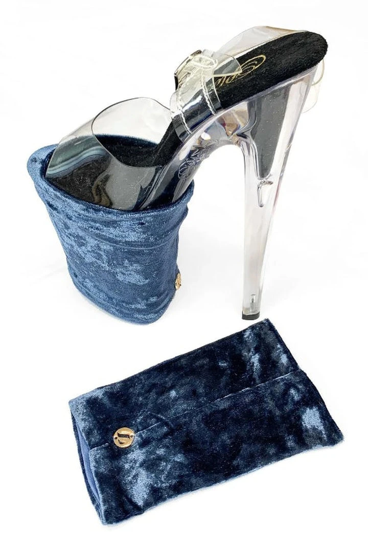 Lunalae Shoe Covers - Gunmetal Crushed Velvet