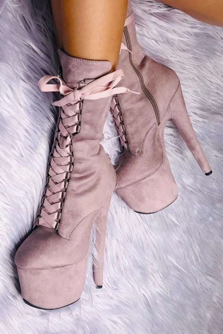 Shoes Hella Heels High BabyDoll 7inch Boots - Lilac Mink