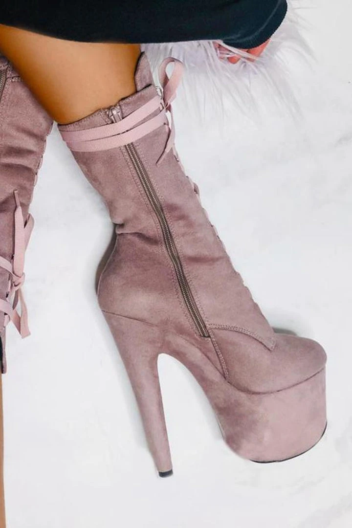 Shoes Hella Heels High BabyDoll 7inch Boots - Lilac Mink
