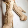 Hella Heels High BabyDoll 7inch Boots - Sand