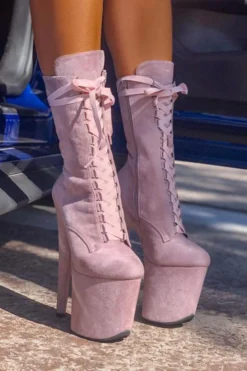 Shoes Hella Heels High BabyDoll 8inch Boots - Lilac Mink