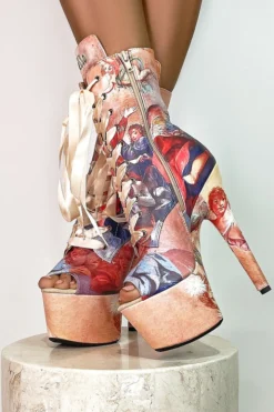 Hella Heels Renaissance Open Toe 7inch Boots - Holier Than Thou Shoes