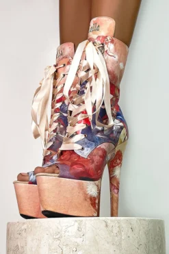 Hella Heels Renaissance Open Toe 7inch Boots - Holier Than Thou Shoes