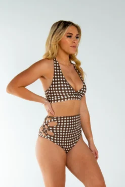 AMBR Designs Minx High Waist Shorts - Gingham