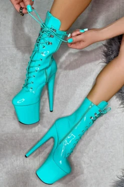 Hella Heels LipKit 8inch Boots - Minted Shoes