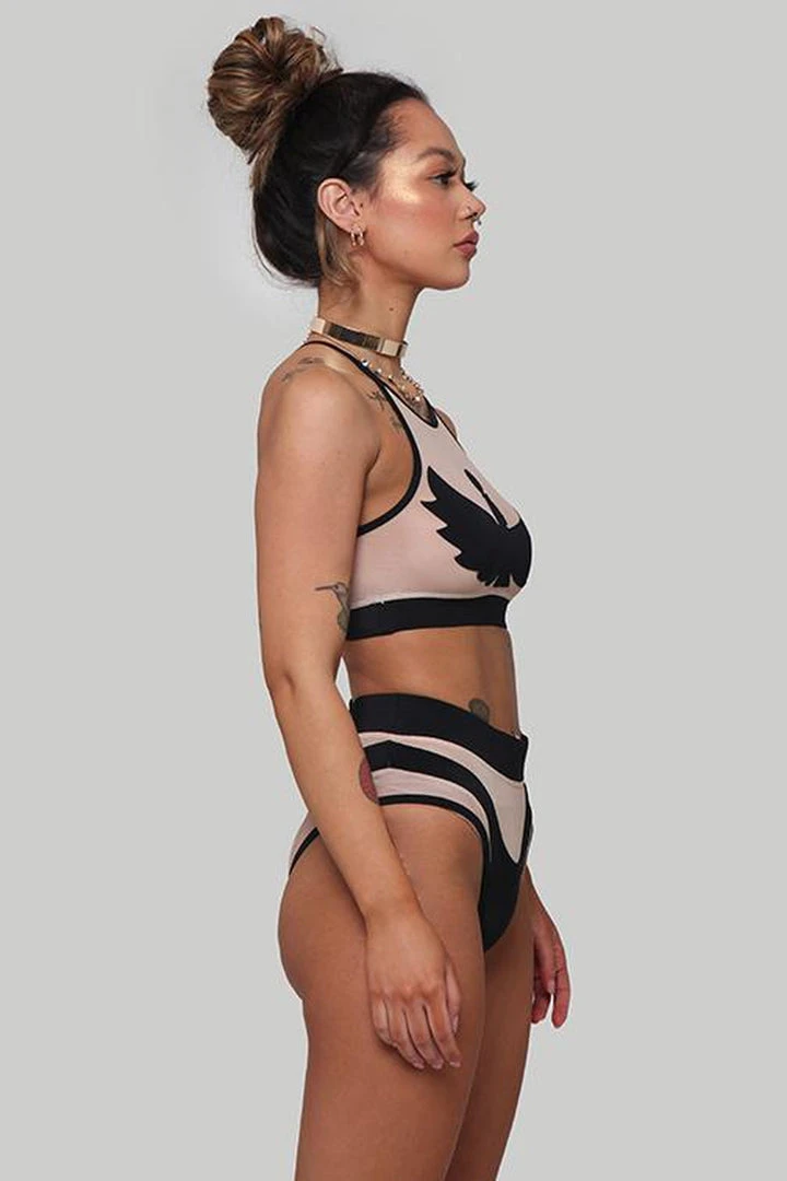 All Pole Wear Creatures Of XIX I S I S Halter Top - Black With Sand Mesh