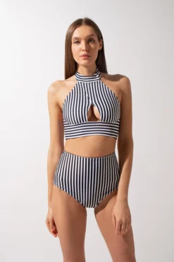 Shark Polewear Double-sided High Waist Shorts - Striped/Black