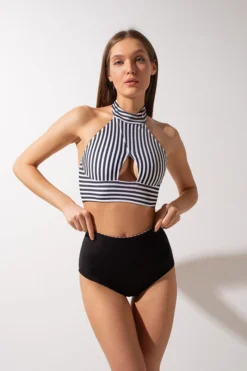 Shark Polewear Double-sided High Waist Shorts - Striped/Black