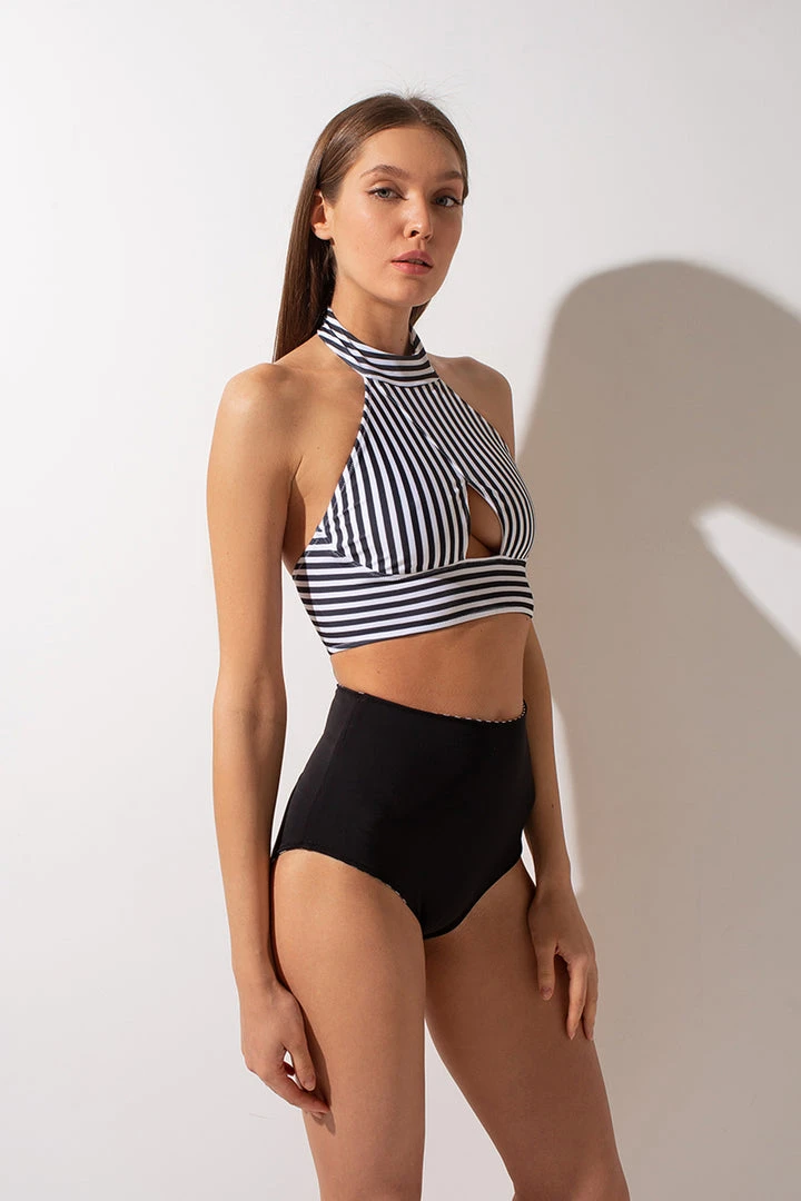 Shark Polewear Double-sided High Waist Shorts - Striped/Black