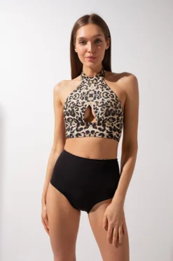 All Pole Wear Shark Polewear Double-sided High Waist Shorts - Leopard/Black
