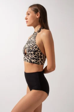 All Pole Wear Shark Polewear Double-sided High Waist Shorts - Leopard/Black