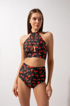 Shark Polewear Double-sided High Waisted Shorts - Cherry/Black All Pole Wear