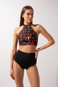 Shark Polewear Double-sided High Waisted Shorts - Cherry/Black All Pole Wear